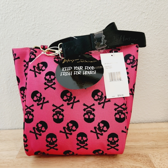 Betsey Johnson Skull Zip Top Lunch Tote - Picture 2 of 3